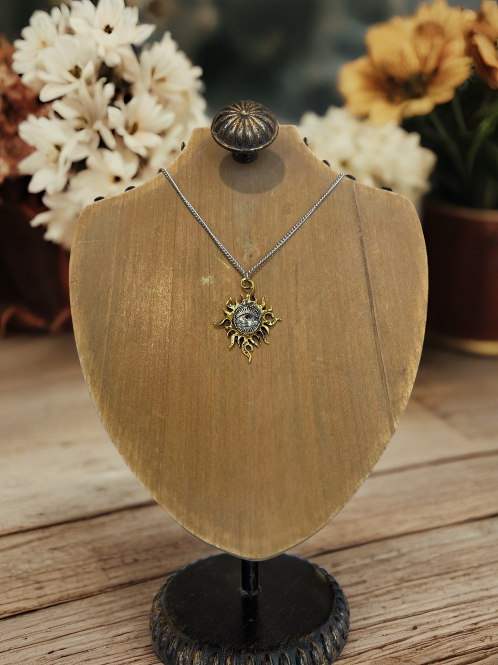 Metal Alloy and Stainless Steel All Seeing Eye with Artistic Sun Pendant - Picture 12 of 17